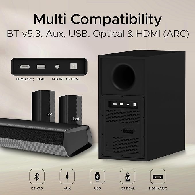 boAt Aavante Bar Azure Pro, 550 W Sound, 5.1CH with Wireless Rear Satellite Speakers, EQ Modes, BTv5.4,Multiple Ports, Master - Image 3