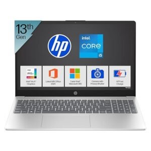 HP 15, 13th Gen Intel Core i5-1334U Laptop(16GB DDR4, 512GB SSD), 15.6"/39.6cm,FHD,Win 11,Office 24,Microsoft 365*, Silver,1.59kg, Iris Xe Graphics, FHD Camera w/Privacy