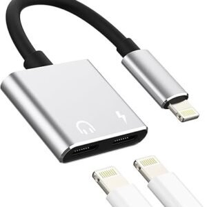 Lightning Headphone Jack Adapter(2in1)for Apple Charge MFI Certified Dual Cable Splitter Earphone Earbud Audio AUX Connector for Ipad Adaptador for Iphone 14 13 12 11 Pro Max Mini Xs Se X Xr