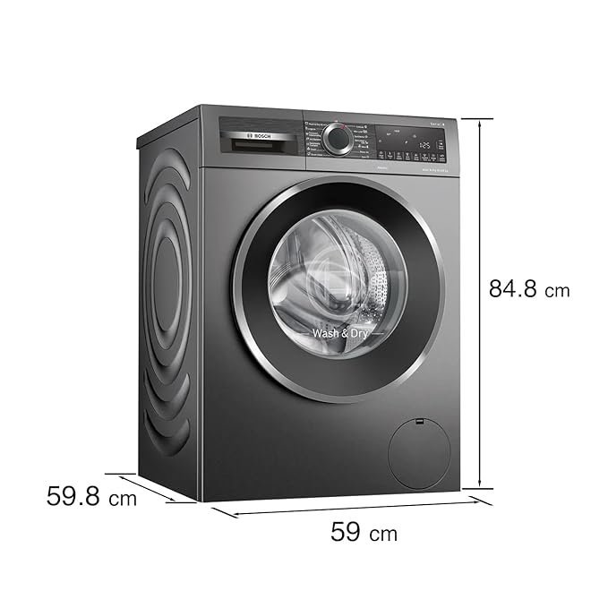 Bosch 10.5/6 KG Inverter Fully Automatic Front Load Washer Dryer with LED TOUCH DISPLAY (WNA2E4U1IN,Cast Iron Grey) - Image 3