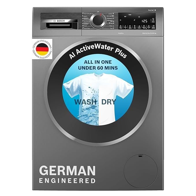 Bosch 10.5/6 KG Inverter Fully Automatic Front Load Washer Dryer with LED TOUCH DISPLAY (WNA2E4U1IN,Cast Iron Grey)